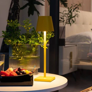 Lindby Akku LED tafellamp, Mimosa geel