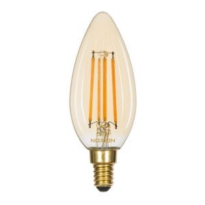 Noxion Lucent LED E14 Kaars Filament Amber 4.1W 350lm - 822 Zeer Warm Wit | Dimbaar - Vervangt 40W