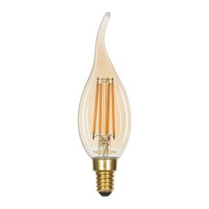 Noxion Lucent LED E14 gebogen punt Kaars Filament Amber 4.1W 350lm - 822 Zeer Warm Wit | Dimbaar - Vervangt 40W
