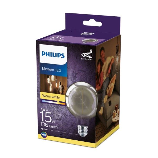 Philips classic led bollamp smoky e27 g93 2w 2