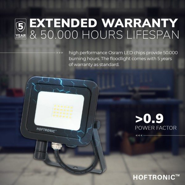 Hoftronic led breedstraler 20 watt 4000k osram ip6 7