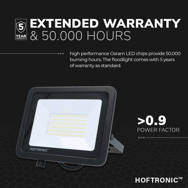 Hoftronic led breedstraler 50 watt 4000k osram ip6 16