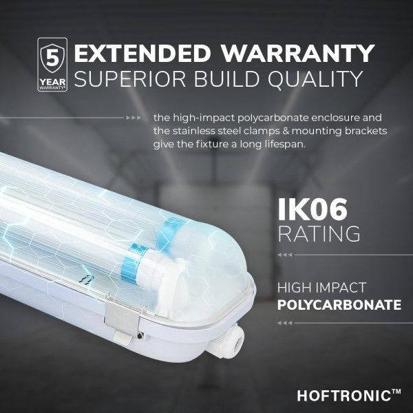 Hoftronic 10x led t8 tl armatuur ip65 120 cm 3000k 22