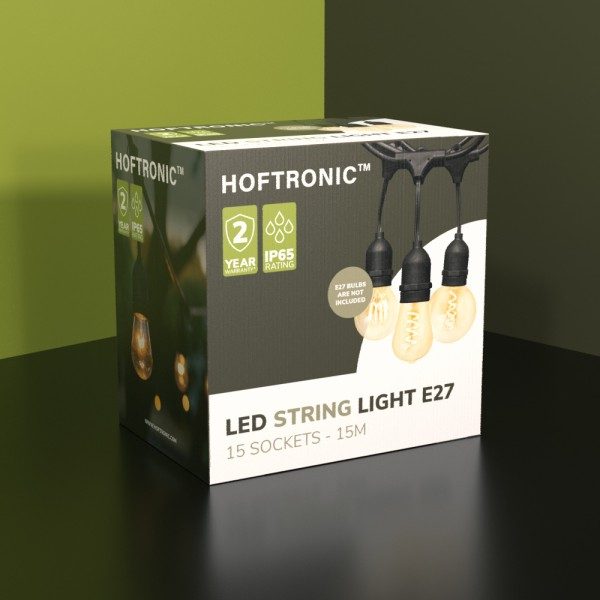 Hoftronic 15m led prikkabel string light 15 e27 fi 8