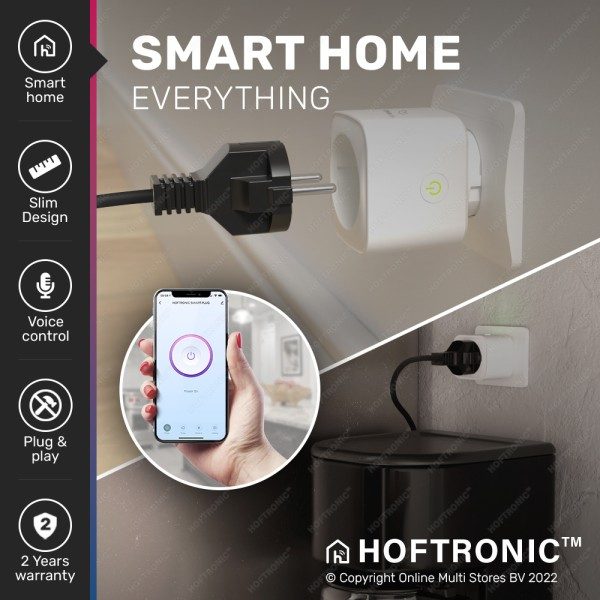 Hoftronic 2x slimme stekker wifi bluetooth met tij 2