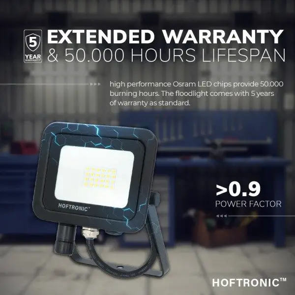 Hoftronic led breedstraler 20 watt 6400k osram ip6 7
