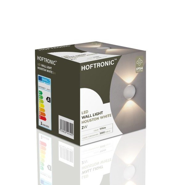 Hoftronic led wandlamp houston wit 2 watt 3000k up 7