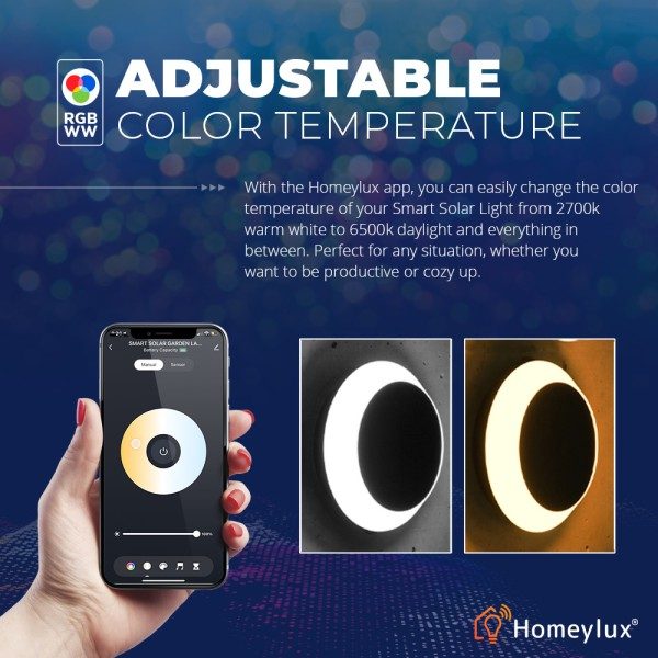 Homeylux 6x led smart solarlamp pardoo rgbww bluet 4