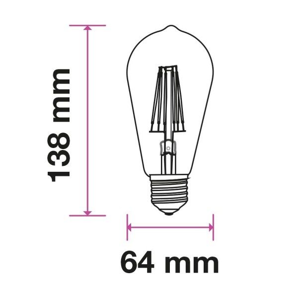 V tac led filament lamp st64 met e27 fitting 8 wat 1