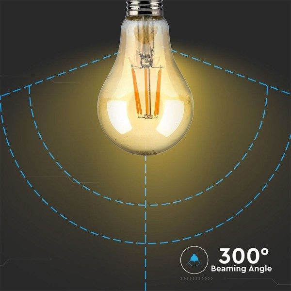 V tac led filament lamp xl yara amber glas 8 watt 3