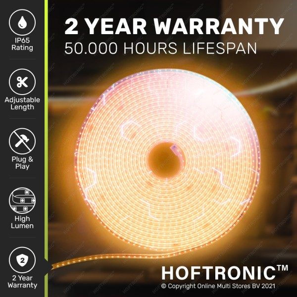 Hoftronic dimbare led strip 20m lichtslang 3000k 1 7
