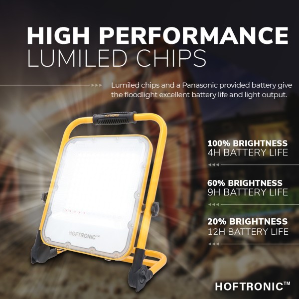 Hoftronic led bouwlamp 100 watt 6400k acculamp ver 3