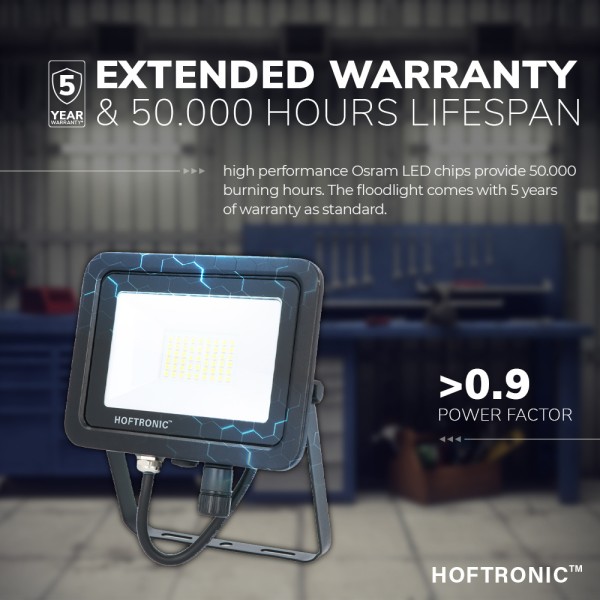 Hoftronic led breedstraler 30 watt 6400k osram ip6 7