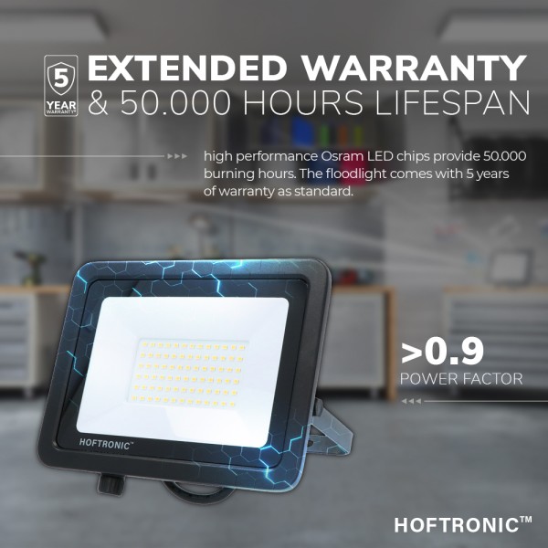 Hoftronic led breedstraler 50 watt 4000k osram ip6 7