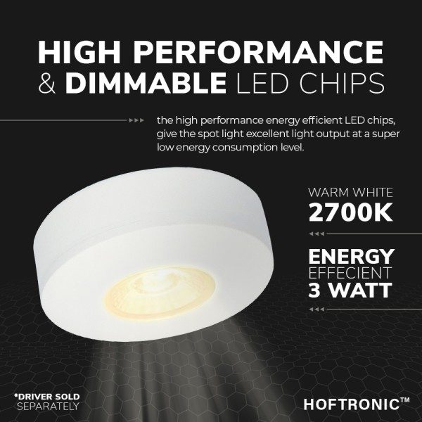 Hoftronic led opbouwspot pavo wit 3 watt 2700k 260 5