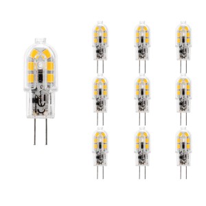 Aigostar Set van 10 G4 LED Lampen – 1.3 Watt – 130 Lumen – 3000K Warm wit licht – 12V Steeklamp – G4 LED Capsule