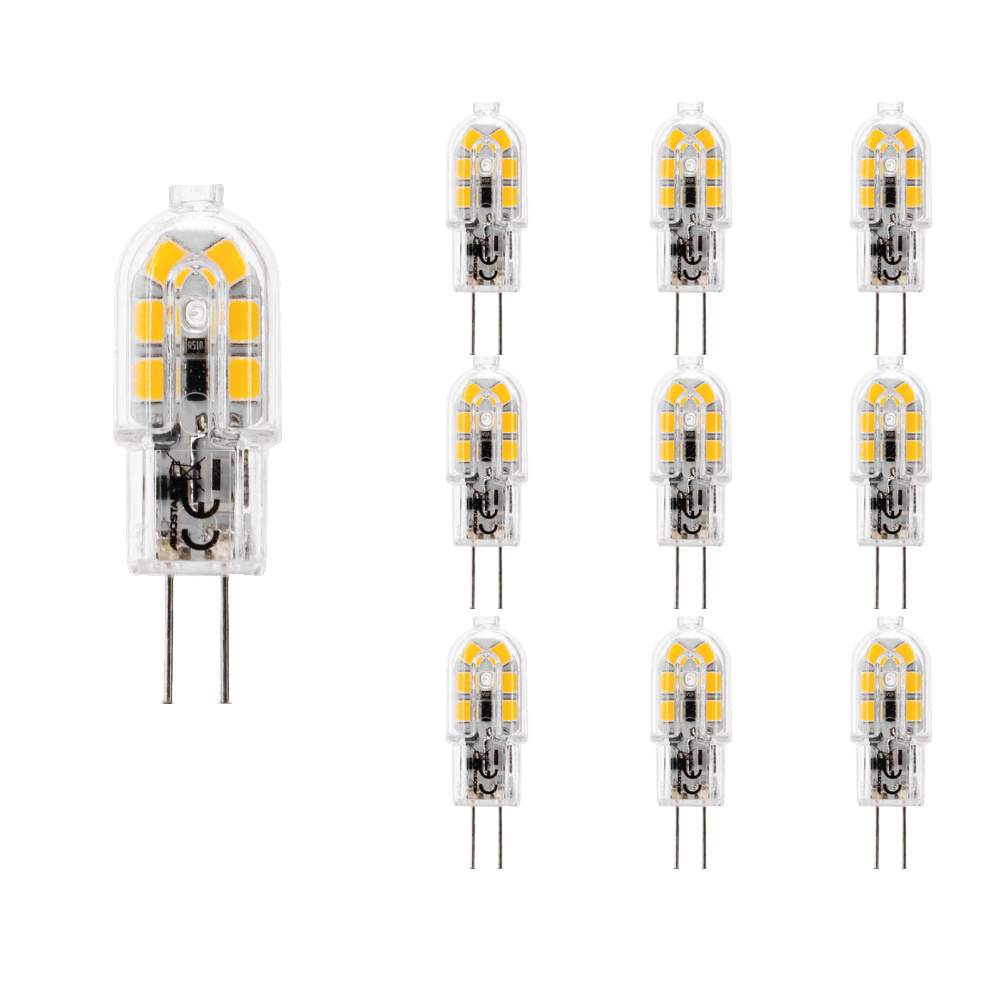 Aigostar set van 10 g4 led lampen – 1. 3 watt – 130 lumen – 3000k warm wit licht – 12v steeklamp – g4 led capsule