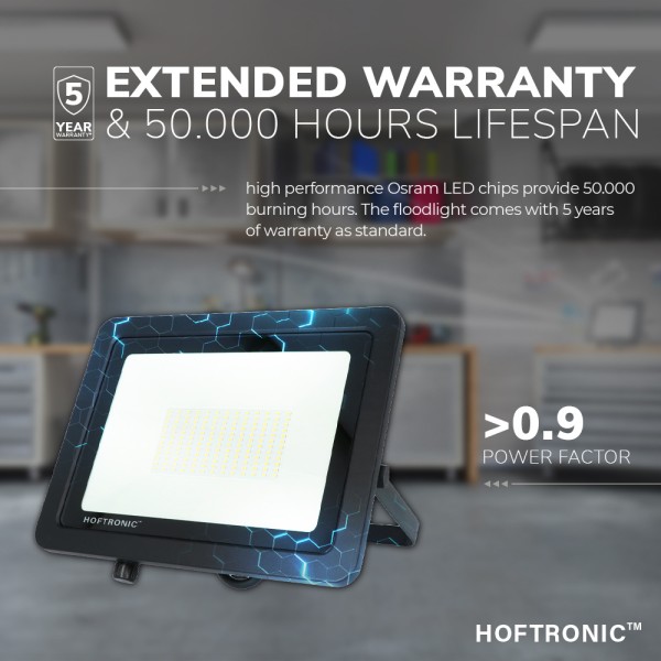 Hoftronic led breedstraler 100 watt 4000k osram ip 16