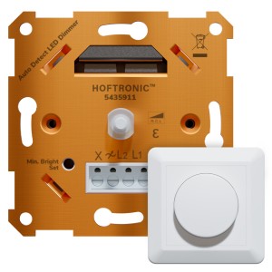 HOFTRONIC LED dimmer 3-400 Watt – Fase aan- en afsnijding – Auto detectie – Incl. afdekraam en draaiknop