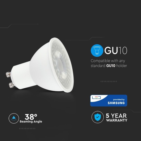 V tac gu10 led lamp 5 watt 3000k samsung vervangt 3