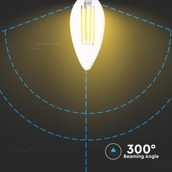 V tac led filament lamp 4 watt e14 2700k doorzicht 1