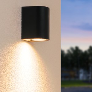 Hofronic Alvin dimbare LED wandlamp – 2700K warm wit – GU10 – 5 Watt – Wandspot – Zwart – IP65 voor binnen en buiten