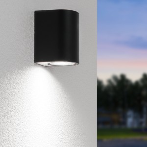 HOFTRONIC Alvin dimbare LED wandlamp – 6000K daglicht wit – GU10 – 5 Watt – Wandspot – IP65 voor binnen en buiten – Zwart