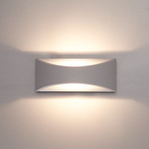HOFTRONIC Lowa LED wandlamp – 3000K warm wit – 6 Watt – Up & down light – IP54 voor binnen en buiten – Moderne muurlamp – Tweezijdig – Grijs
