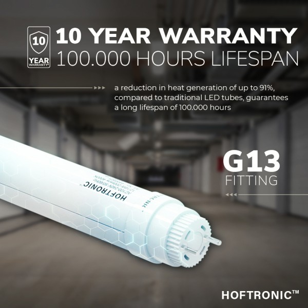 Hoftronic tl armatuur 120 cm 18 watt 3600lm 4000k 8