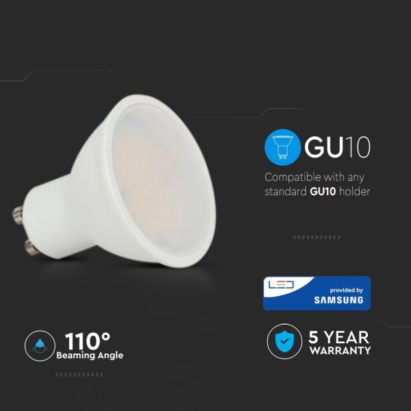 V tac gu10 led lamp 10 watt 3000k samsung vervangt 2