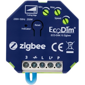 Ecodim zigbee inbouw smart led dimmer – 0-250 watt – fase afsnijding – compatibel met draadloze schakelaar – eco-dim. 10 zigbee