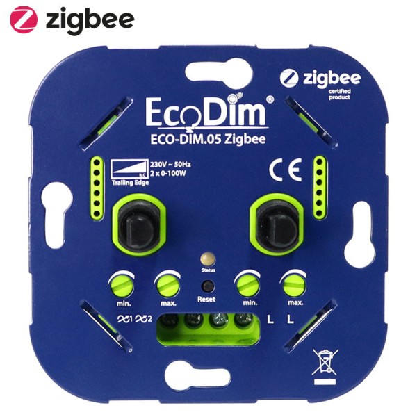 Ecodim zigbee inbouw smart led duo dimmer 2x 0 100 1