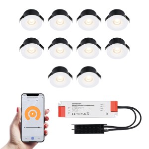 HOFTRONIC 10x Cadiz witte Smart LED Inbouwspots complete set – Wifi & Bluetooth – 12V – 3 Watt – 2700K warm wit