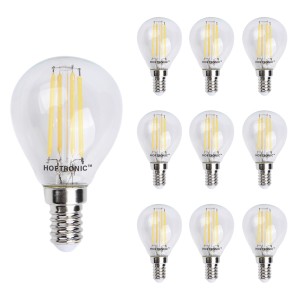 HOFTRONIC 10x E14 LED Filament – 4 Watt 470 lumen – 2700K warm wit licht – kleine fitting – Vervangt 40 Watt – P45 vorm