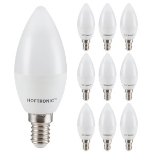 HOFTRONIC 10x E14 LED Lamp – 4,8 Watt 470 lumen – 4000K neutraal wit licht – Kleine fitting – Vervangt 40 Watt – C37 kaarslamp