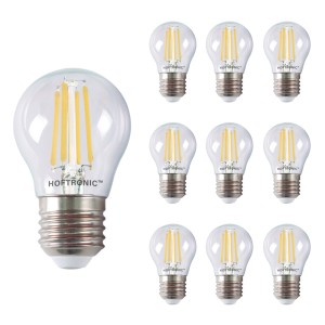 HOFTRONIC 10x E27 LED Filament – 4 Watt 470 lumen – 2700K warm wit licht – Vervangt 40 Watt – G45 vorm