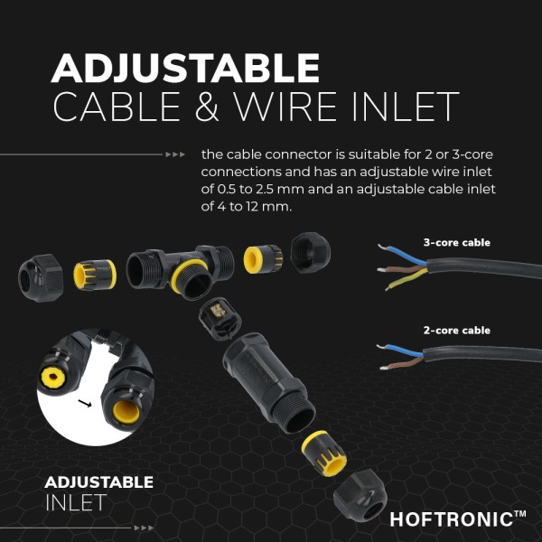 Hoftronic 10x kabelverbinder t vorm ip68 waterdich 2