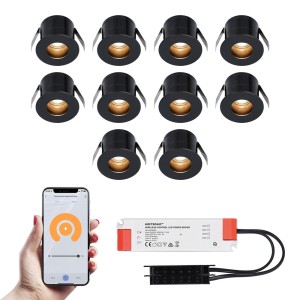 HOFTRONIC 10x Olivia zwarte Smart LED Inbouwspots complete set – Wifi & Bluetooth – 12V – 3 Watt – 2700K warm wit