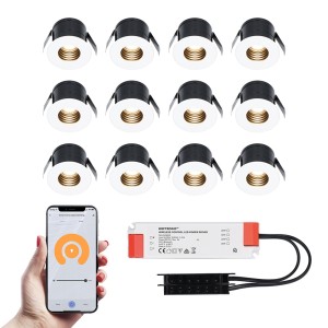 HOFTRONIC 12x Betty witte Smart LED Inbouwspots complete set – Wifi & Bluetooth – 12V – 3 Watt – 2700K warm wit