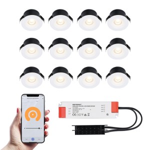 HOFTRONIC 12x Cadiz witte Smart LED Inbouwspots complete set – Wifi & Bluetooth – 12V – 3 Watt – 2700K warm wit