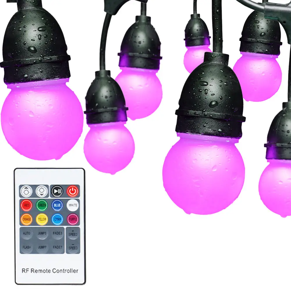 HOFTRONIC 15m LED String light RGB – buiten lampjes snoer 24 RGB LEDs incl. afstandsbediening – IP65 Lichtsnoer buiten