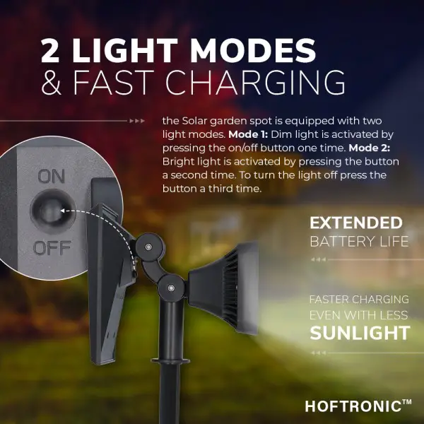 Hoftronic 2x reno led solar tuinspot 3000k warm wi 4