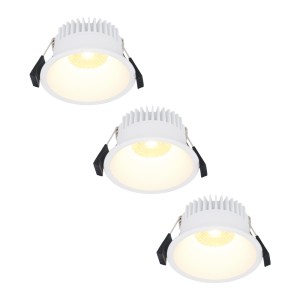 HOFTRONIC 3x Finn Dimbare LED inbouwspot – 10 Watt – Plafondspot – 2700K warm wit – 900 Lumen – Binnen & buiten – Verzonken spot – Wit