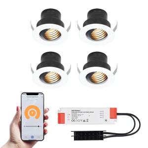 HOFTRONIC 4x Medina witte Smart LED Inbouwspots complete set – Wifi & Bluetooth – 12V – 3 Watt – 2700K warm wit