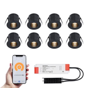 HOFTRONIC 8x Betty zwarte Smart LED Inbouwspots complete set – Wifi & Bluetooth – 12V – 3 Watt – 2700K warm wit