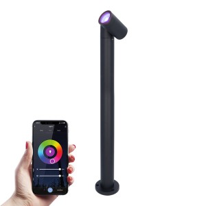HOFTRONIC Amy smart sokkellamp – RGBWW – WiFi & Bluetooth – GU10 lichtbron – 60 cm – Padverlichting – Tuinspot – Voor buiten – Dimbaar via app – Kantelbaar – Google Assistant & Amazon Alexa – Zwart