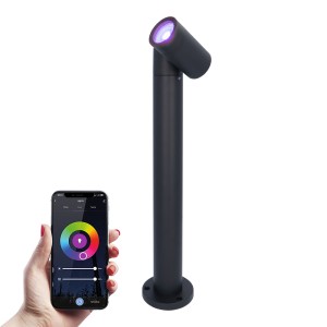HOFTRONIC Amy smart sokkellamp – RGBWW – WiFi & Bluetooth – GU10 lichtbron – 45 cm – Padverlichting – Tuinspot – Voor buiten – Dimbaar via app – Kantelbaar – Google Assistant & Amazon Alexa – Zwart