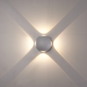 Hofronic Austin LED wandlamp – 3000K warm wit – Rondom verlicht – Vierzijdig oplichtend – 4 watt – Up & down – Rond – Globe – Voor buiten en binnen – Grijs