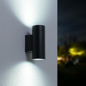 HOFTRONIC Cali dimbare LED wandlamp – 6000K daglicht wit – GU10 – 10 watt – Up & Down light – IP65 – Dubbelzijdig – Zwart