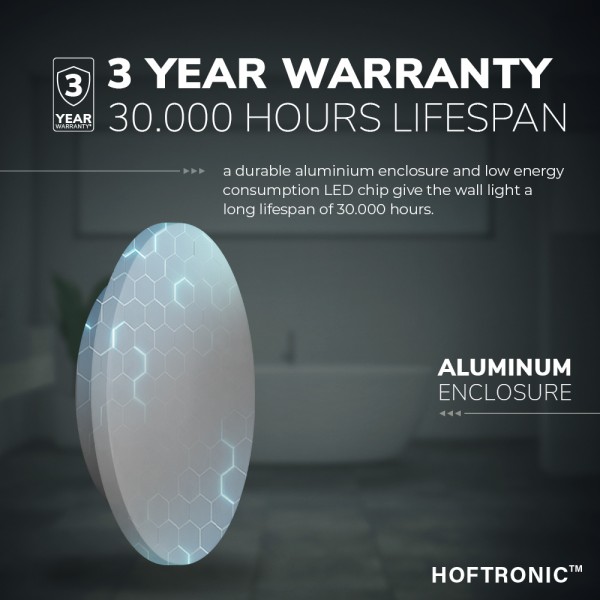 Hoftronic casper xl led wandlamp grijs 3000k warm 4